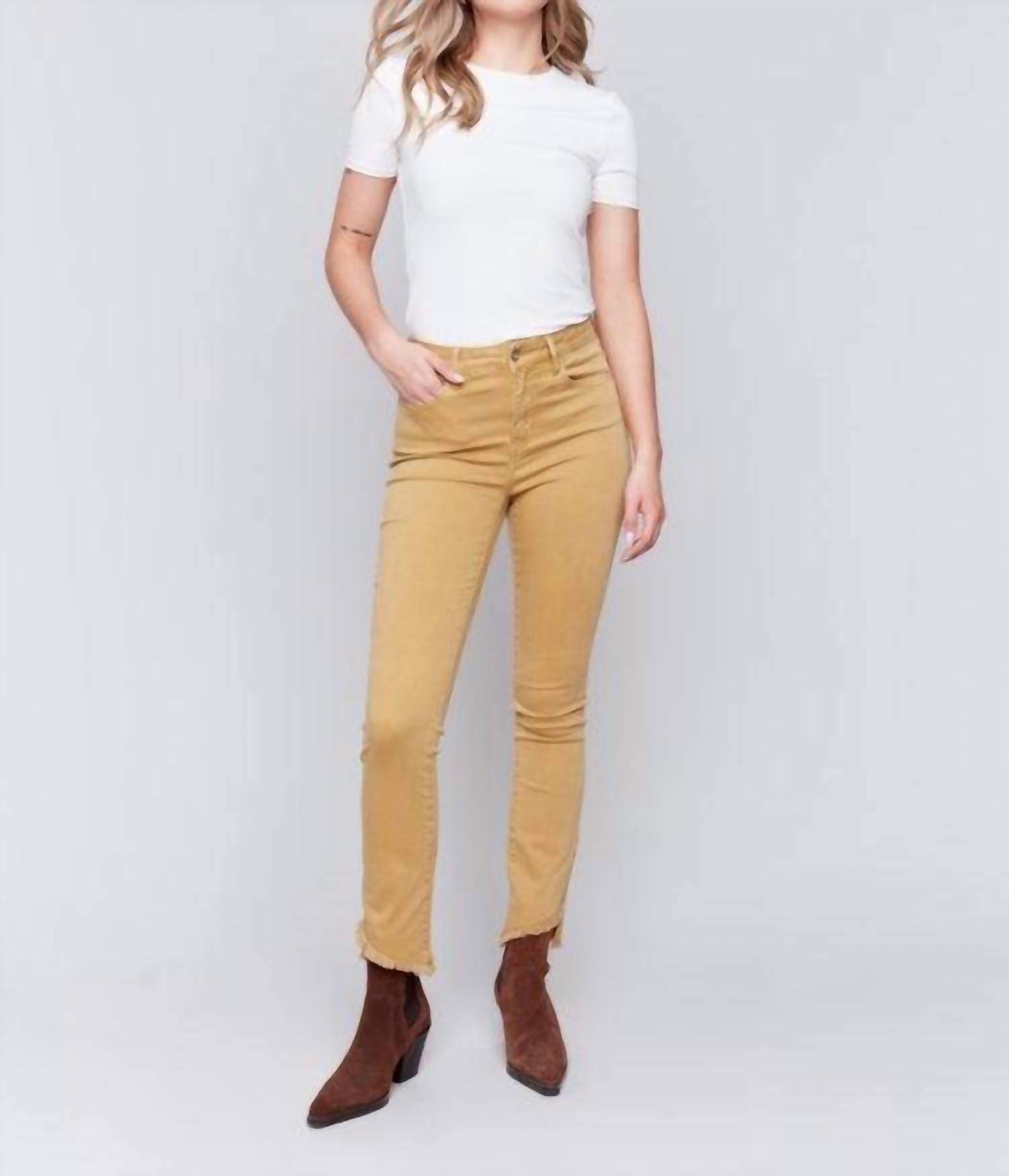 Асимметричные брюки Bootcut с твиловым подолом желтого цвета CHARLIE B
Асимметричные брюки Bootcut с твиловым подолом желтого цвета CHARLIE B