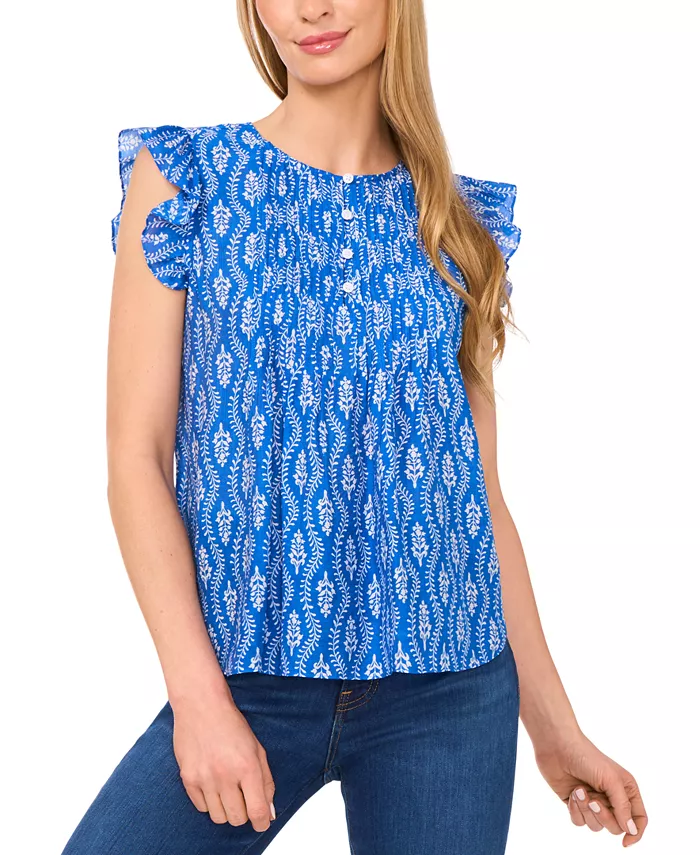 Женская блузка с цветочным принтом, пуговицами спереди и рукавами-рюшами CeCe, синий
Женская блузка с цветочным принтом, пуговицами спереди и рукавами-рюшами CeCe, синий