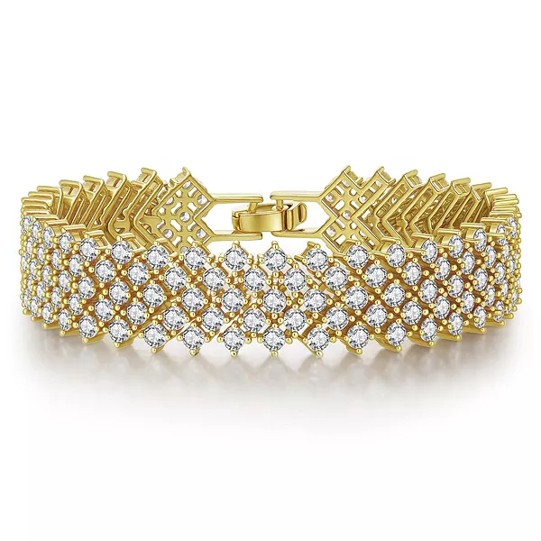 Теннисный браслет из стерлингового серебра 14 карат с прозрачными кубическими циркониями, 4 ряда Genevive, gold
Теннисный браслет из стерлингового серебра 14 карат с прозрачными кубическими циркониями, 4 ряда Genevive, gold