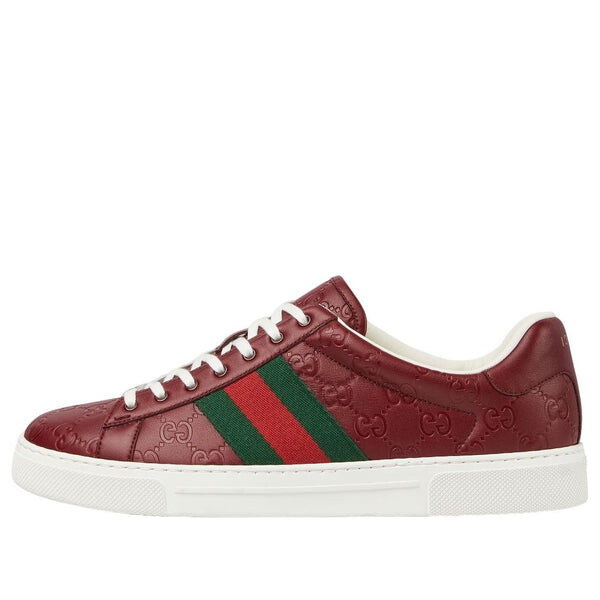 Кроссовки ace leather 'red monogram' Gucci, красный 
Кроссовки ace leather 'red monogram' Gucci, красный