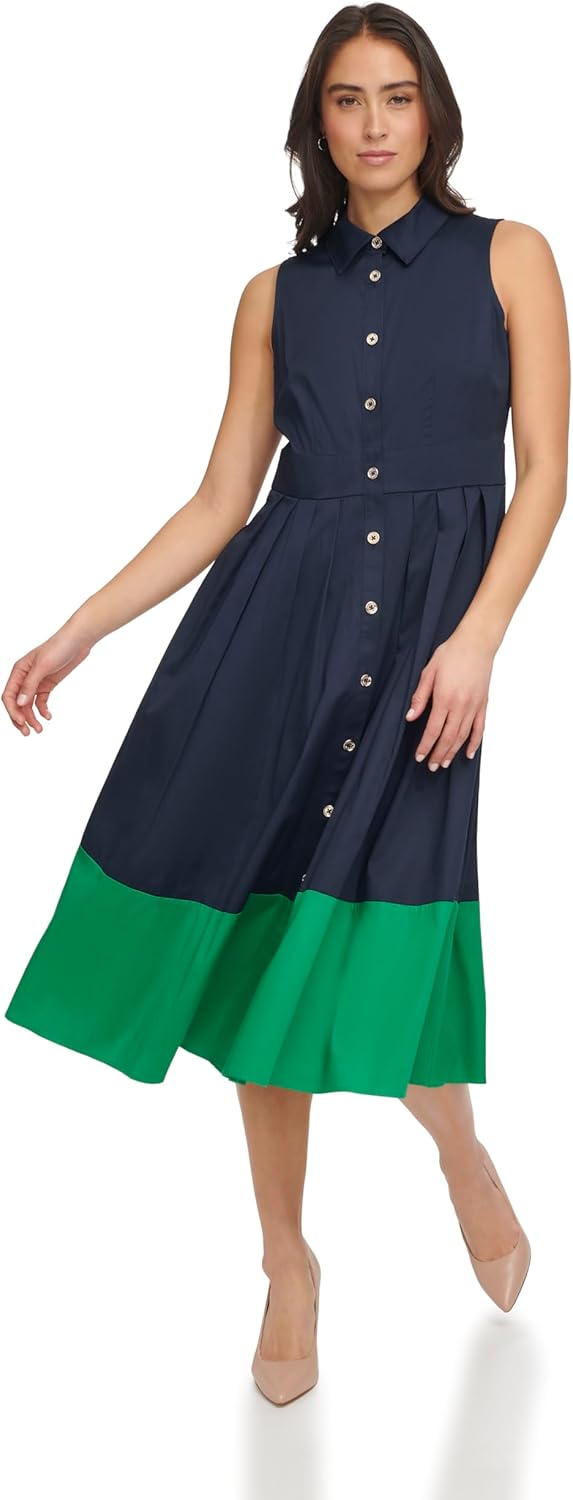 Женское платье миди без рукавов с воротником и пуговицами спереди от Tommy Hilfiger, Sky Captain/Ivory
Женское платье миди без рукавов с воротником и пуговицами спереди от Tommy Hilfiger, Sky Captain/Ivory