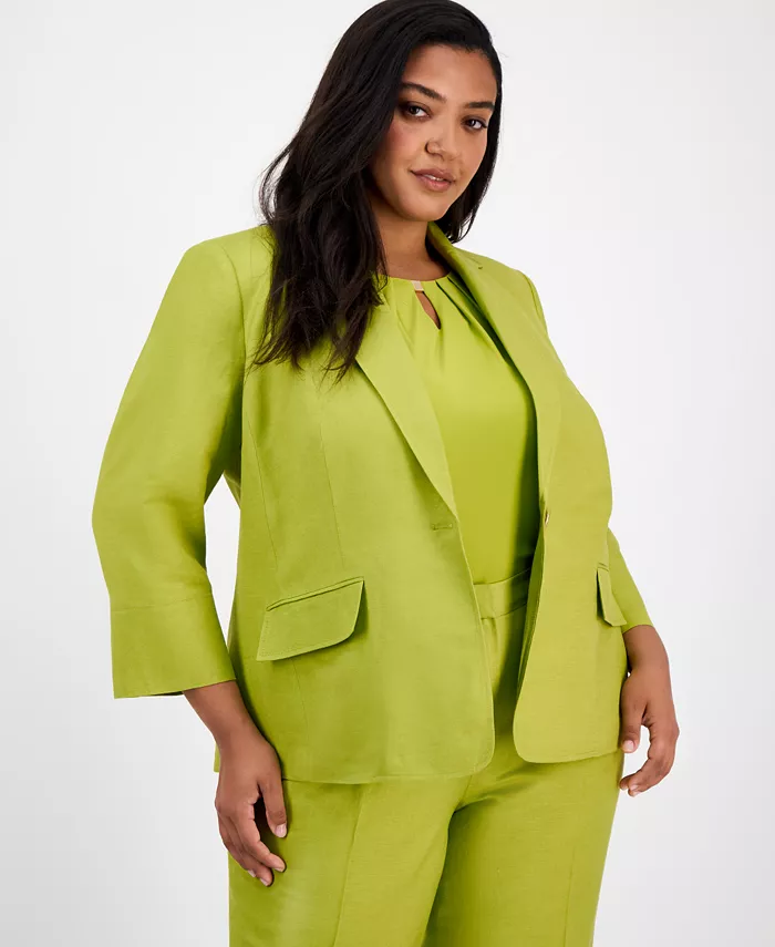 Блейзер больших размеров из смесовой льняной ткани Kasper, зеленый
Блейзер больших размеров из смесовой льняной ткани Kasper, зеленый