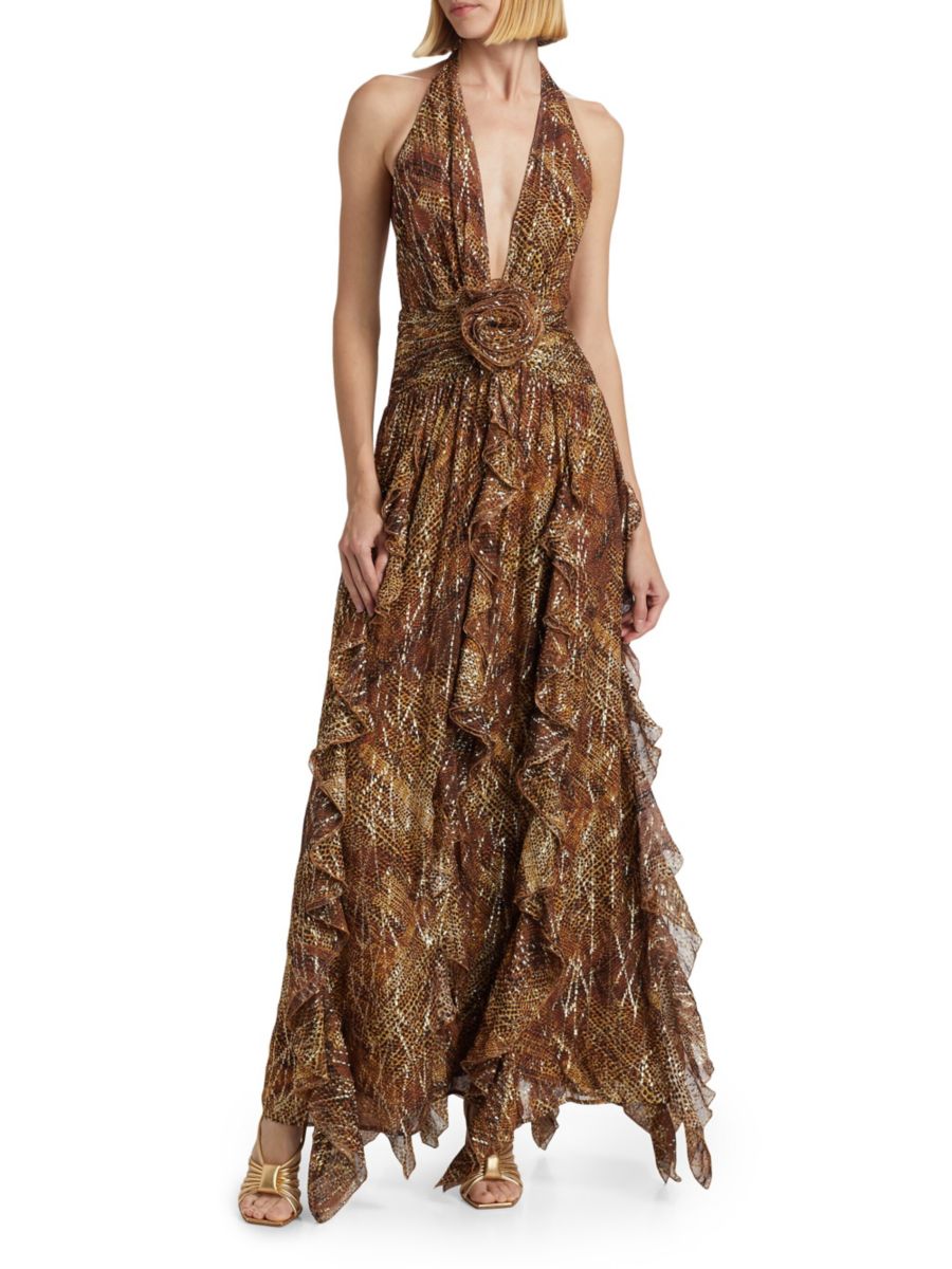 Платье Emerance Snake с оборками и вырезом халтер Ramy Brook, цвет Gold Multicolor
Платье Emerance Snake с оборками и вырезом халтер Ramy Brook, цвет Gold Multicolor