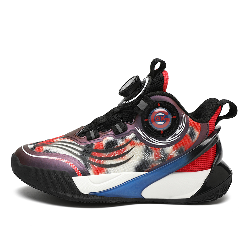 Детские баскетбольные кроссовки с низким верхом, противоскользящие, с защитой от ударов и дышащие. BKG, черный/красный 
Детские баскетбольные кроссовки с низким верхом, противоскользящие, с защитой от ударов и дышащие. BKG, черный/красный