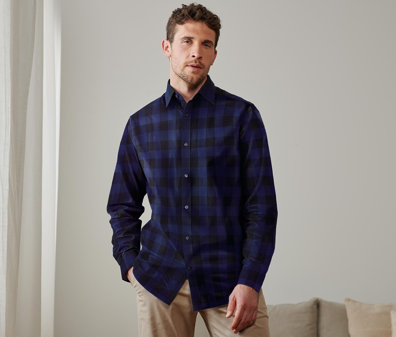 Фланелевая рубашка Tchibo, сине-синяя клетчатая
Фланелевая рубашка Tchibo, сине-синяя клетчатая