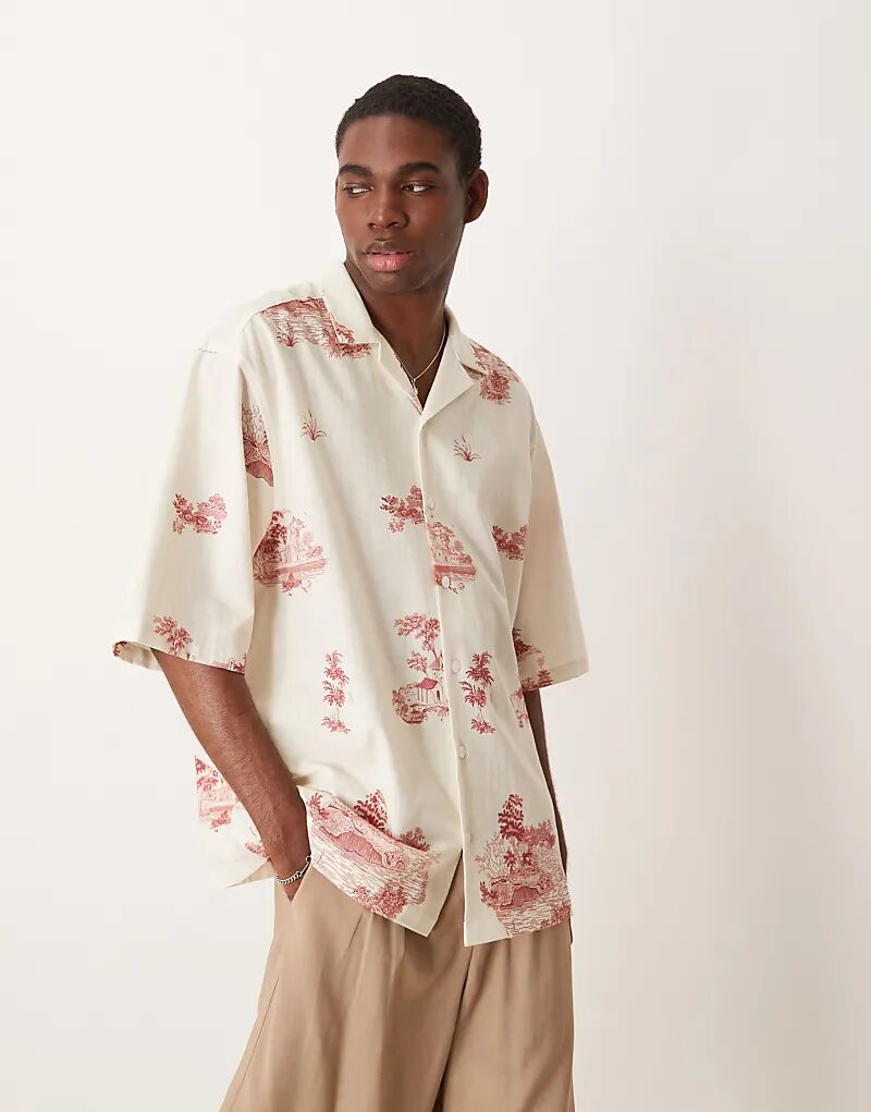 Рубашка свободного кроя ASOS DESIGN с воротником-стойкой и живописным принтом бежевого цвета
Рубашка свободного кроя ASOS DESIGN с воротником-стойкой и живописным принтом бежевого цвета