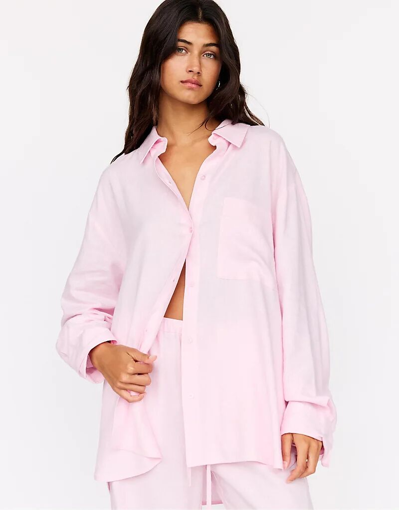 Рубашка большого размера из льняной смеси Pull&Bear розового цвета
Рубашка большого размера из льняной смеси Pull&Bear розового цвета