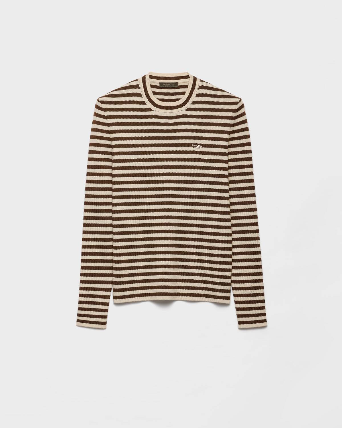 Джемпер с круглым вырезом из тонкой шерсти Prada, бежевый
Джемпер с круглым вырезом из тонкой шерсти Prada, бежевый