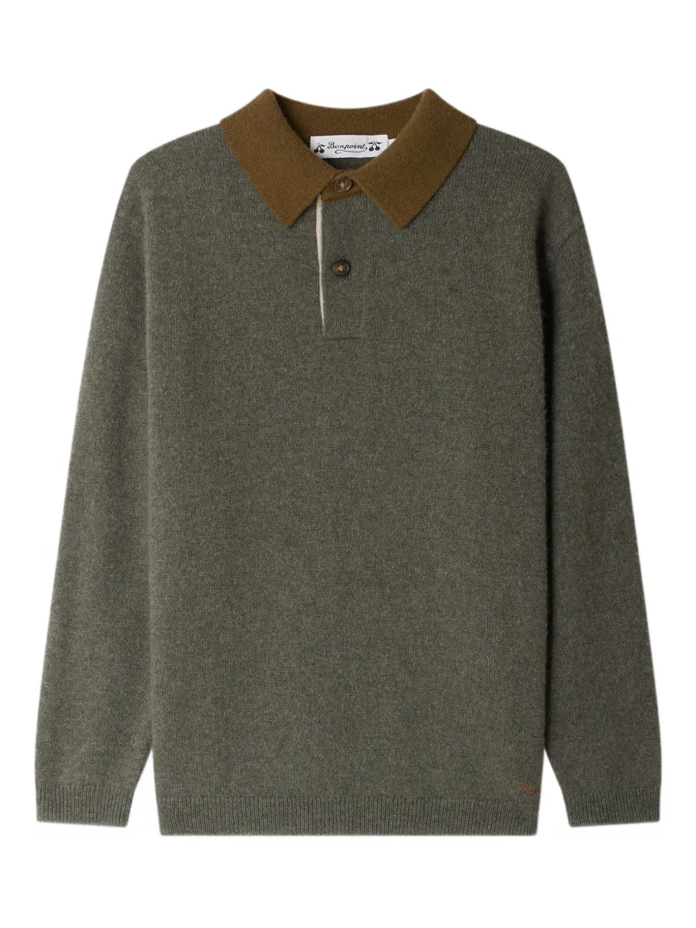 Кашемировый джемпер Jameson с воротником поло Bonpoint, зеленый 
Кашемировый джемпер Jameson с воротником поло Bonpoint, зеленый