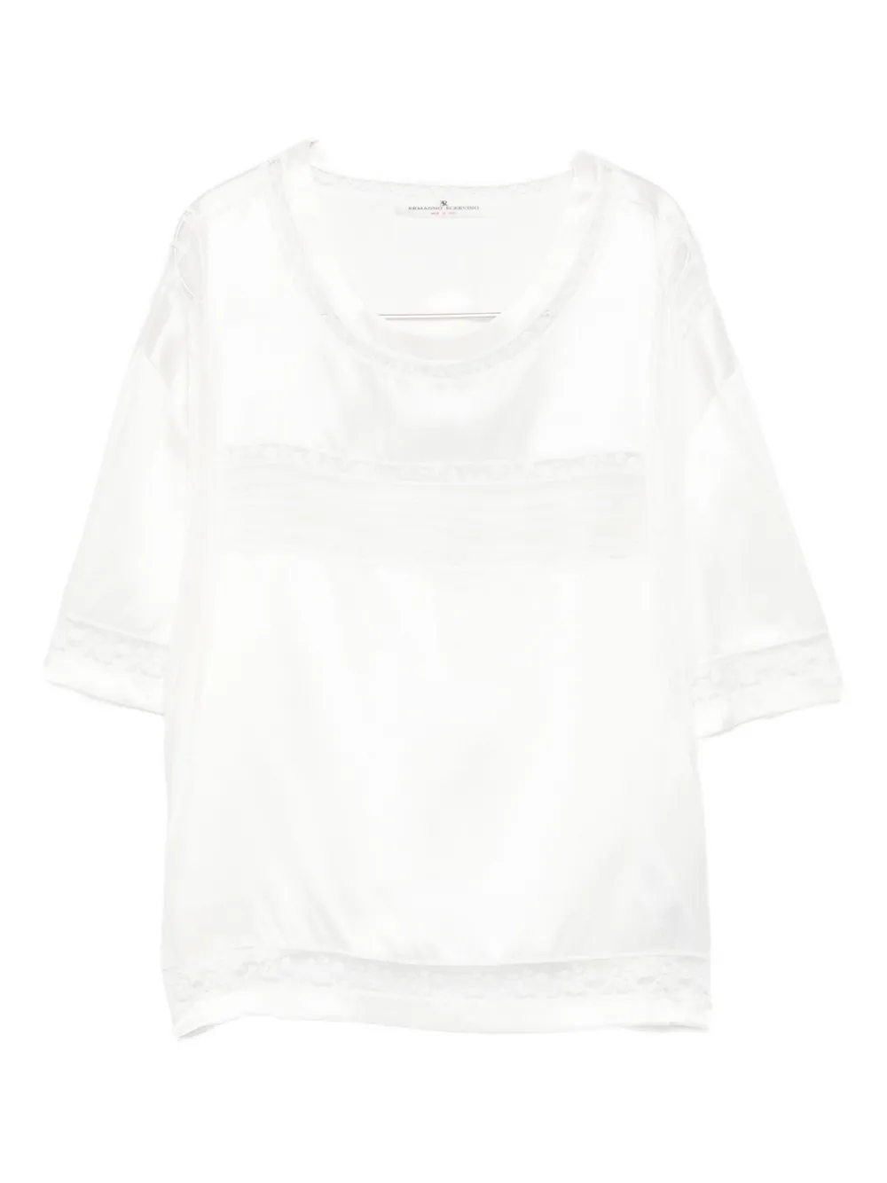 Шелковый топ с кружевной отделкой Ermanno Scervino, белый
Шелковый топ с кружевной отделкой Ermanno Scervino, белый