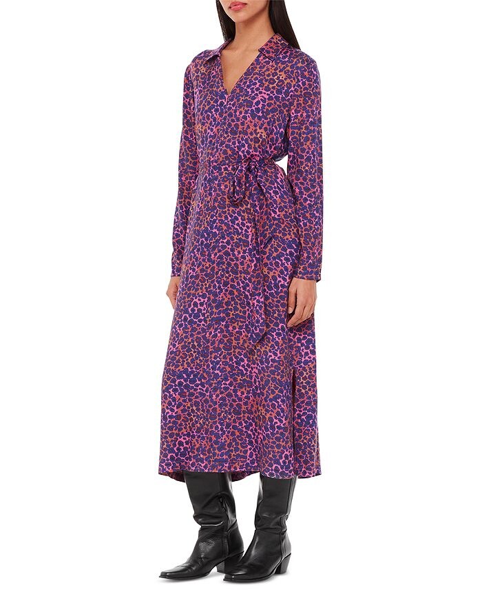 Платье миди с леопардовым принтом в крапинку Whistles, фиолетовый
Платье миди с леопардовым принтом в крапинку Whistles, фиолетовый