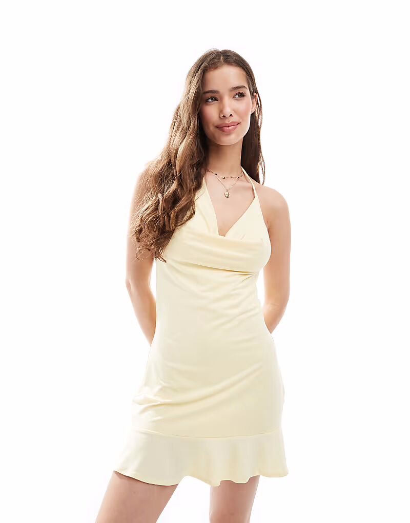 Мини-платье Pull&Bear с воротником-халтером бледно-желтого цвета
Мини-платье Pull&Bear с воротником-халтером бледно-желтого цвета