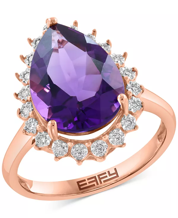 Кольцо с бриллиантом (1/10 карата) и аметистом (5-1/3 карата) из 14-каратного розового золота Effy Collection, amethyst
Кольцо с бриллиантом (1/10 карата) и аметистом (5-1/3 карата) из 14-каратного розового золота Effy Collection, amethyst