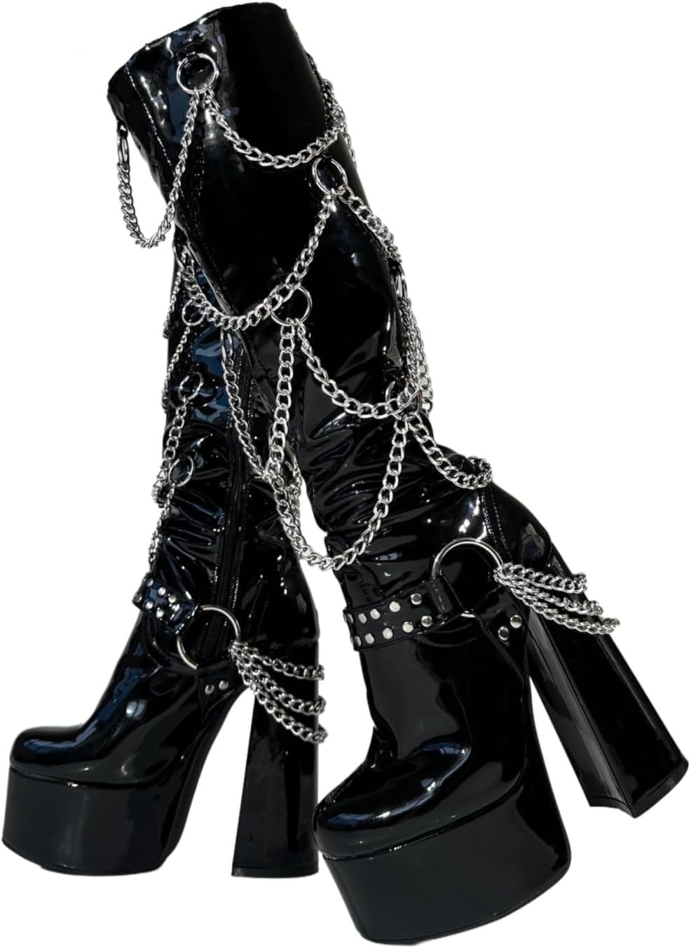 Ботинки Frankie Hsu готические сексуальные массивные на платформе до колена с каблуком, черный лак, серебряные многослойные цепи, заклепки, пряжки, готические, панк, Y2K, горячая девушка, большой размер, широкий голень, обувь для женщин и мужчин
Ботинки Frankie Hsu готические сексуальные массивные на платформе до колена с каблуком, черный лак, серебряные многослойные цепи, заклепки, пряжки, готические, панк, Y2K, горячая девушка, большой размер, широкий голень, обувь для женщин и мужчин