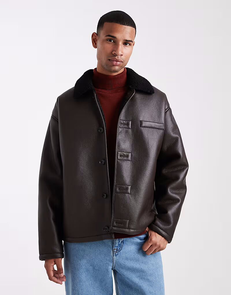 Куртка-авиатор с воротником-боргом коричневого цвета Asos Design
Куртка-авиатор с воротником-боргом коричневого цвета Asos Design