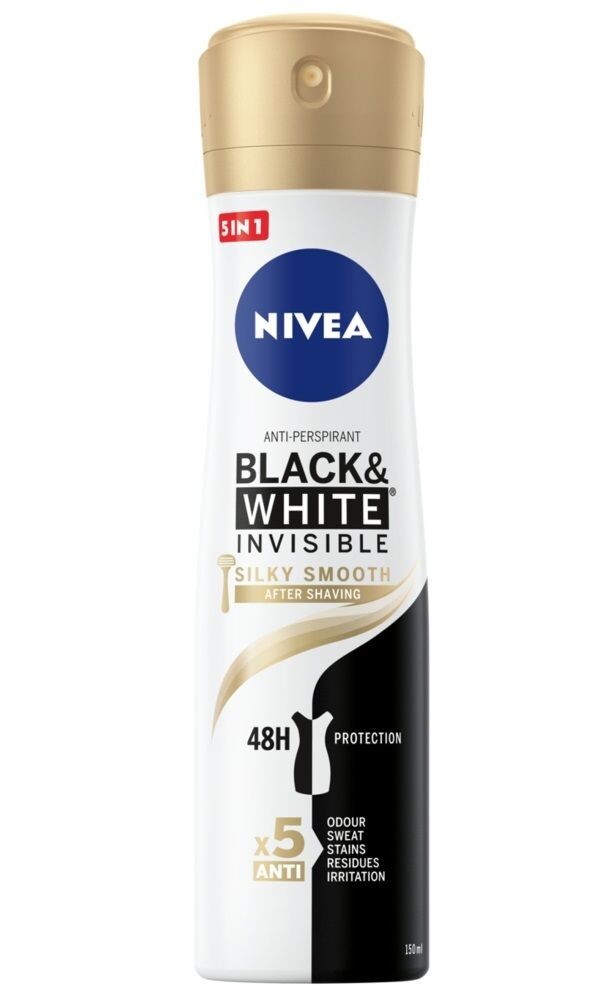 Nivea Black&White Invisible Silky Smooth антиперспирант для женщин, 150 ml 
Nivea Black&White Invisible Silky Smooth антиперспирант для женщин, 150 ml