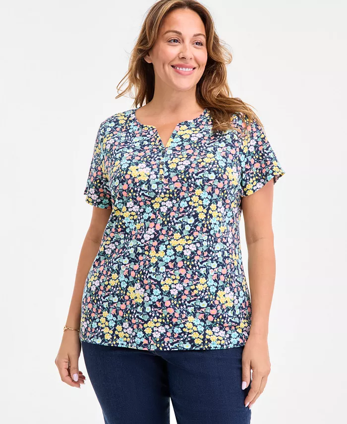 Плюс сайз принтованная футболка с коротким рукавом и планкой Style & Co, синий
Плюс сайз принтованная футболка с коротким рукавом и планкой Style & Co, синий