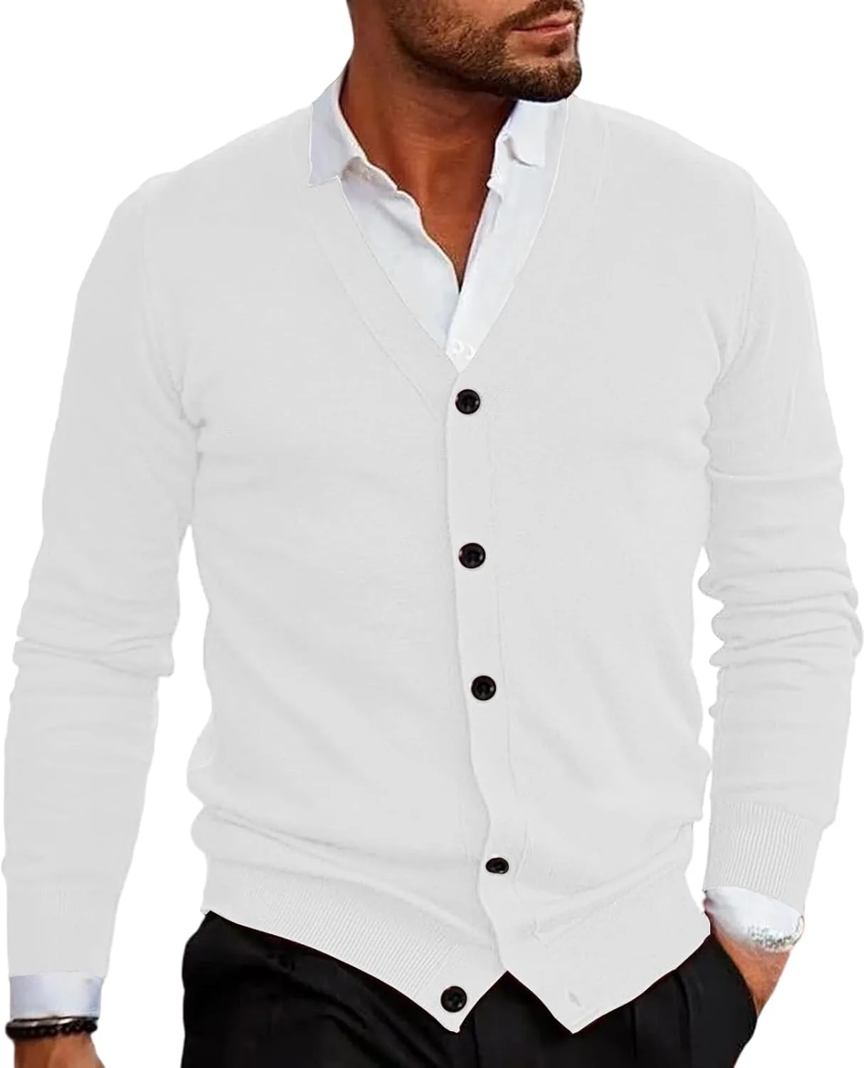 Мужской вязаный кардиган с длинными рукавами и V-образным вырезом LGHLMCL
Мужской вязаный кардиган с длинными рукавами и V-образным вырезом LGHLMCL