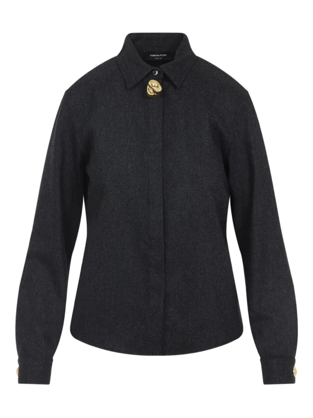 Шерстяная рубашка с золотыми пуговицами Fabiana Filippi, черный
Шерстяная рубашка с золотыми пуговицами Fabiana Filippi, черный