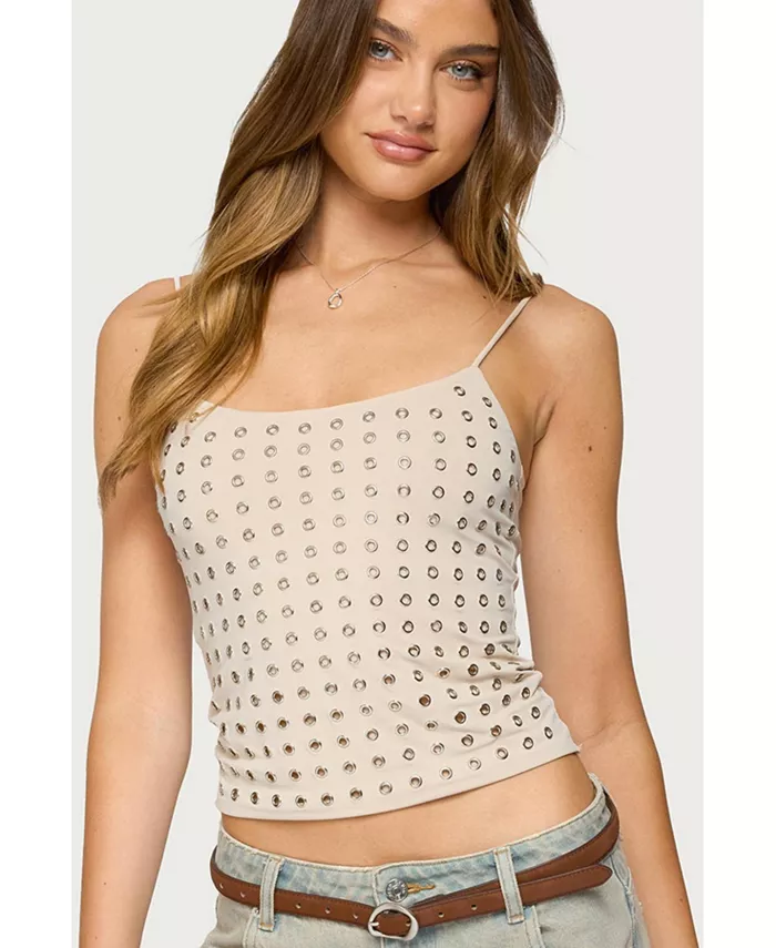 Женская майка Vallie с люверсами Edikted, коричневый/бежевый 
Женская майка Vallie с люверсами Edikted, коричневый/бежевый