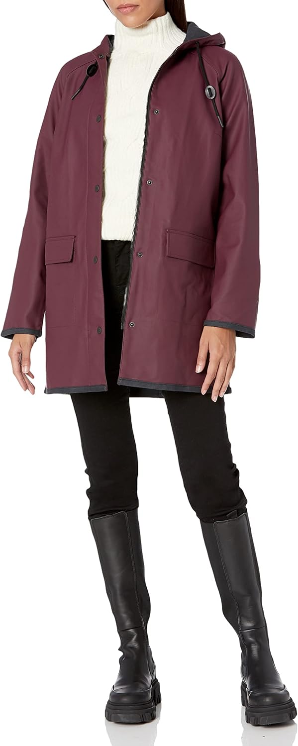 Женская куртка-дождевик Levi's с капюшоном прорезиненная, винный 
Женская куртка-дождевик Levi's с капюшоном прорезиненная, винный