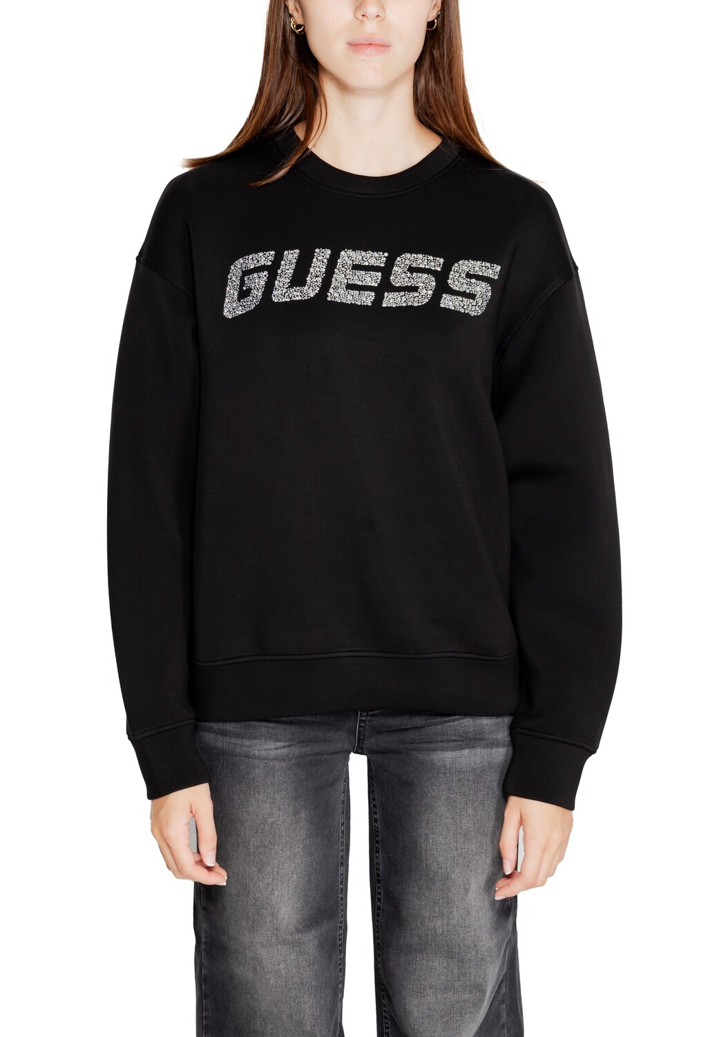 Свитшот женский GUESS с большим логотипом, черный 
Свитшот женский GUESS с большим логотипом, черный
