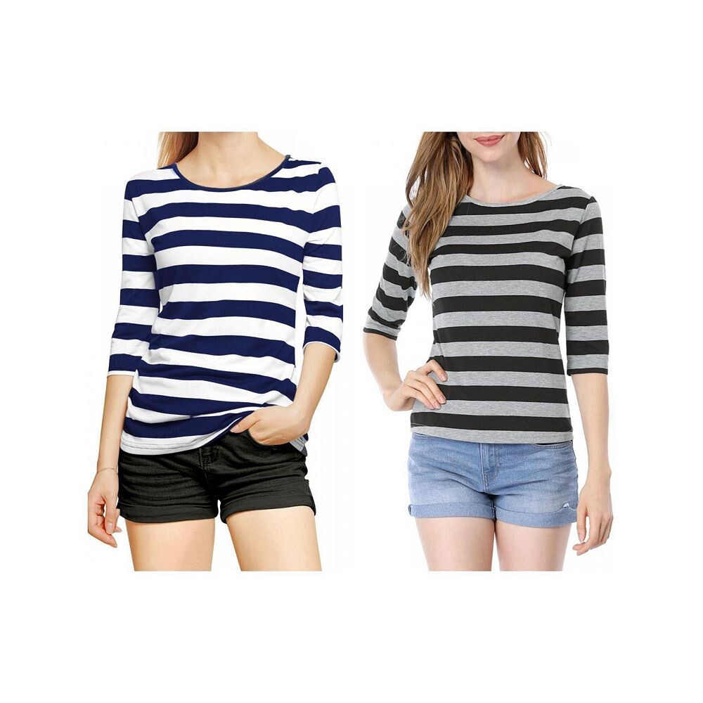 2 упаковки женских повседневных футболок с принтом и круглым вырезом с рукавами до локтя ALLEGRA K, цвет Blue And Black
2 упаковки женских повседневных футболок с принтом и круглым вырезом с рукавами до локтя ALLEGRA K, цвет Blue And Black