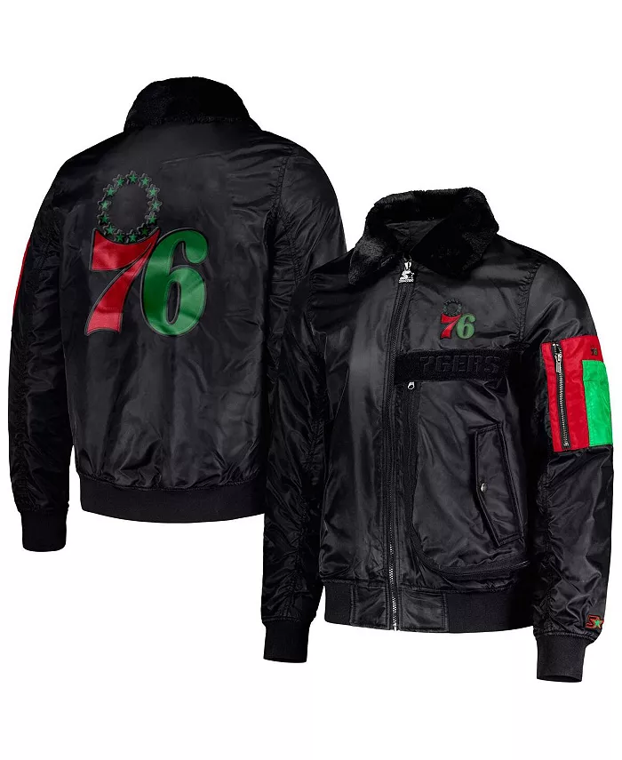 Мужская куртка Philadelphia 76ers Black History Month на молнии из сатина, черная, коллаборация с Ty Mopkins Starter
Мужская куртка Philadelphia 76ers Black History Month на молнии из сатина, черная, коллаборация с Ty Mopkins Starter