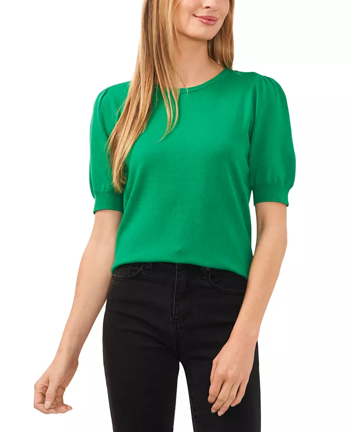 Женский хлопковый свитер с круглым вырезом и пышными рукавами CeCe, зеленый
Женский хлопковый свитер с круглым вырезом и пышными рукавами CeCe, зеленый