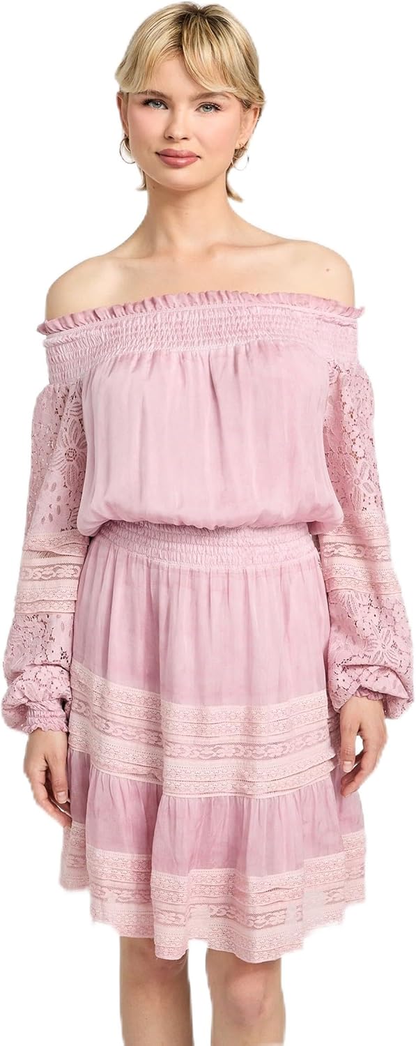 GUESS Женское платье Audrey Off Shoulder Mini, Lilac Cream Multi
GUESS Женское платье Audrey Off Shoulder Mini, Lilac Cream Multi