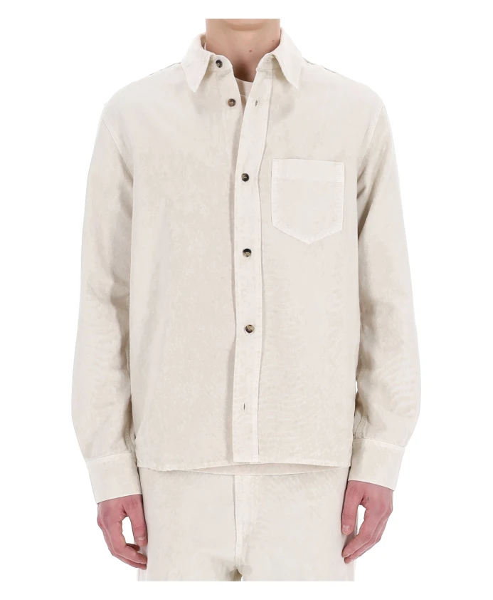 Хлопковая рубашка цвета слоновой кости с нагрудным карманом. Haikure, бежевый
Хлопковая рубашка цвета слоновой кости с нагрудным карманом. Haikure, бежевый