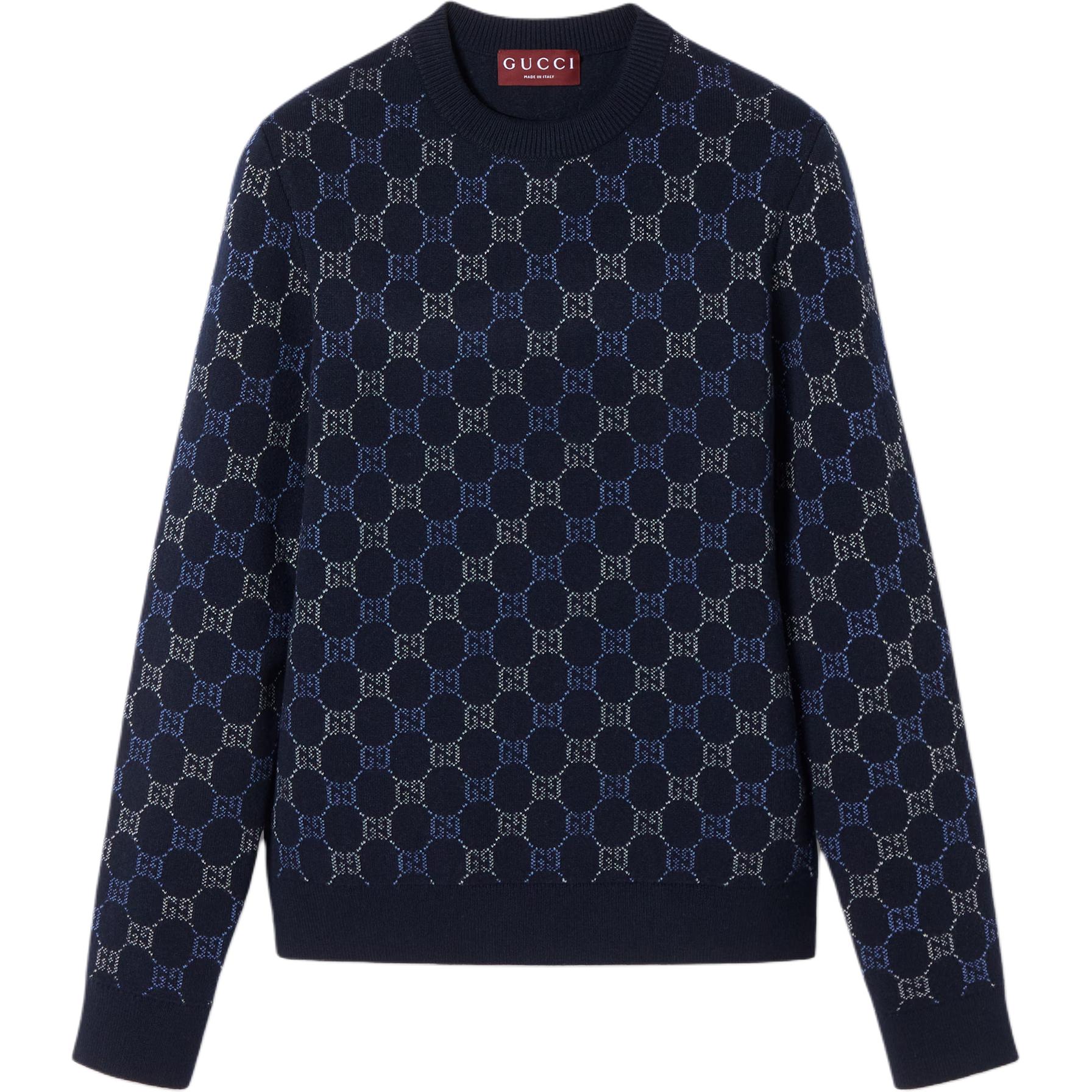 Свитер двойной шерстяной вязки Gg Gucci, темный синий
Свитер двойной шерстяной вязки Gg Gucci, темный синий