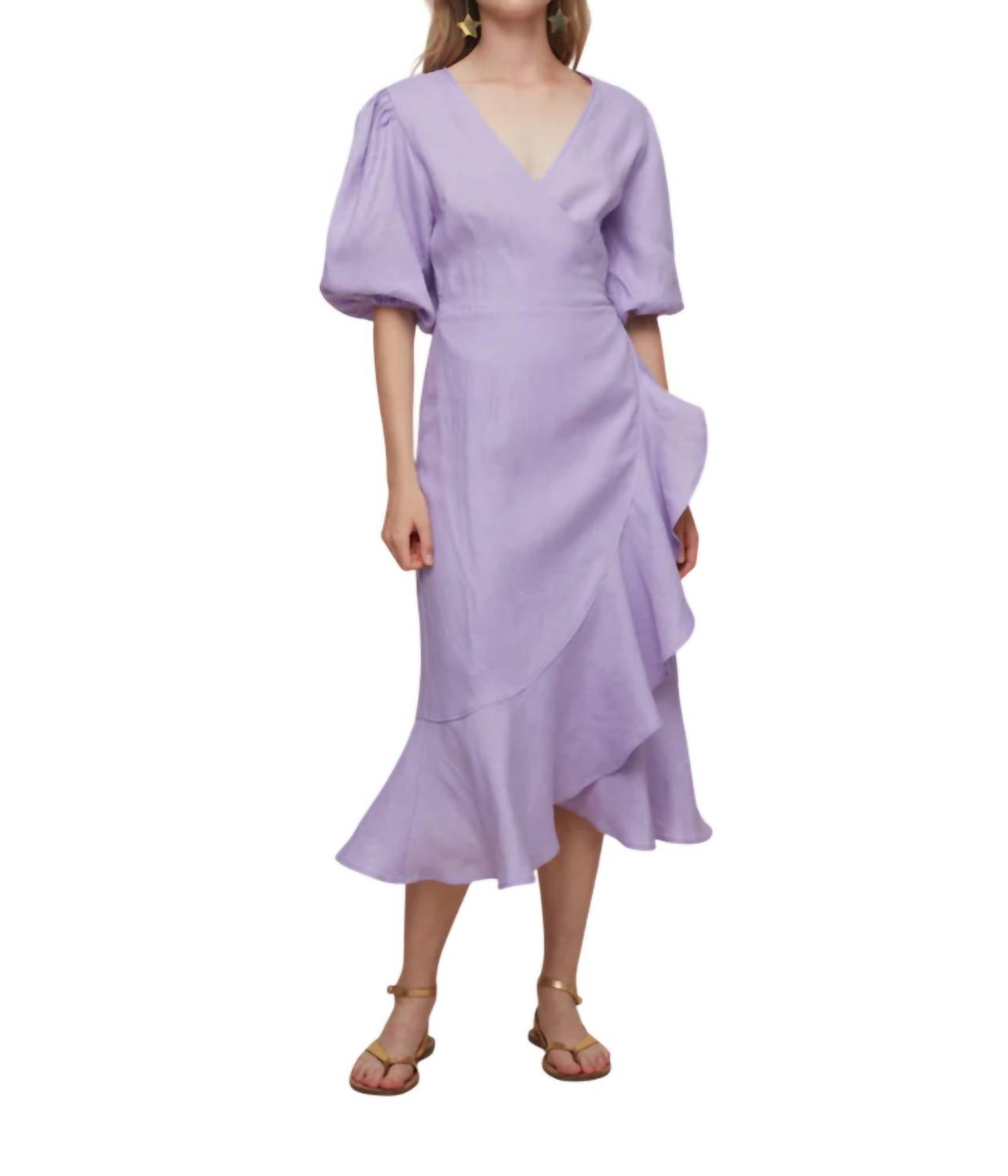 Платье с перекрещивающимися рукавами в сиреневом цвете Galeria 
Платье с перекрещивающимися рукавами в сиреневом цвете Galeria