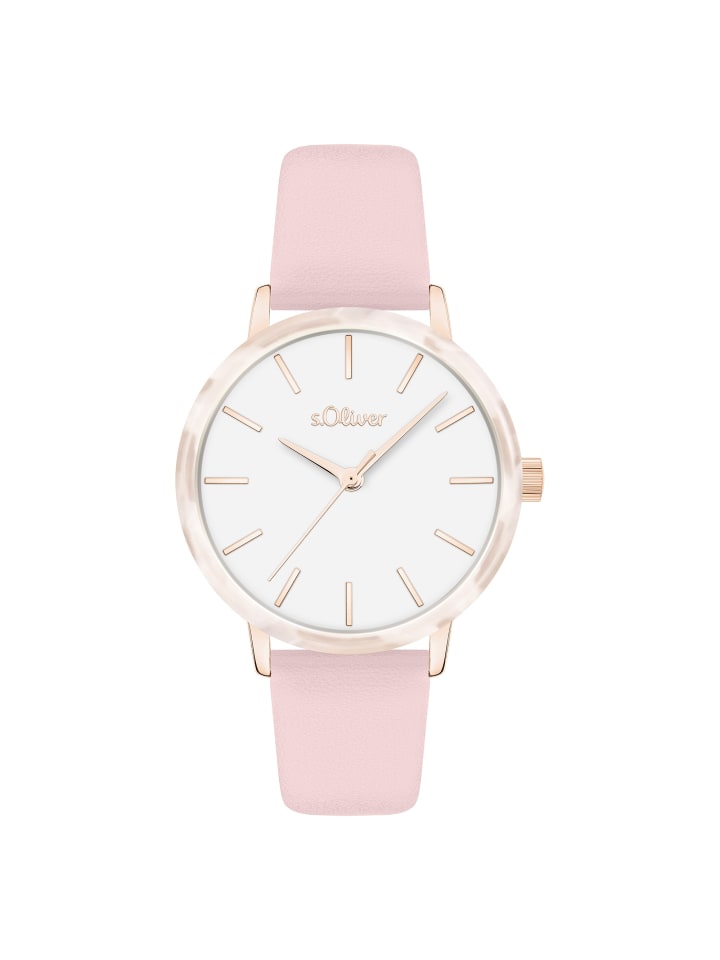 s.Oliver Наручные часы со стильным безелем из ацетата розового цвета
s.Oliver Наручные часы со стильным безелем из ацетата розового цвета