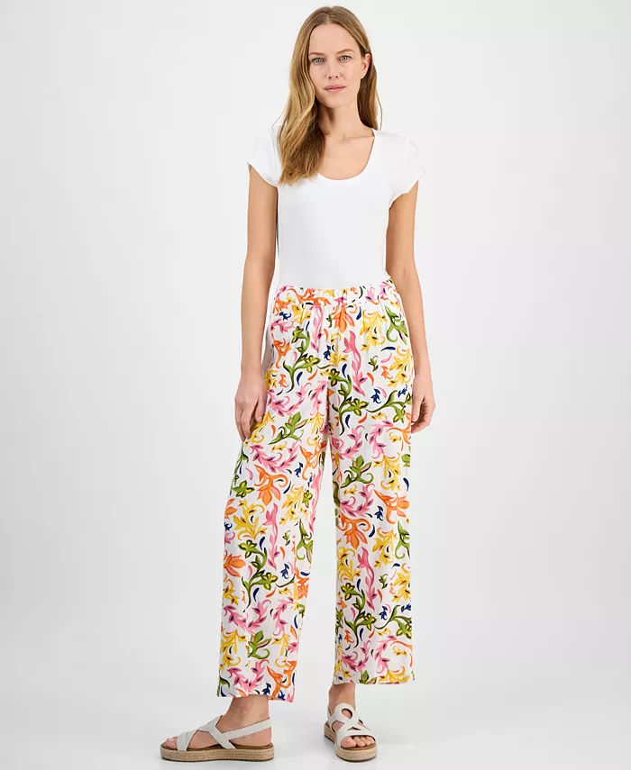 Женские льняные брюки с принтом на резинке JM Collection, белый
Женские льняные брюки с принтом на резинке JM Collection, белый