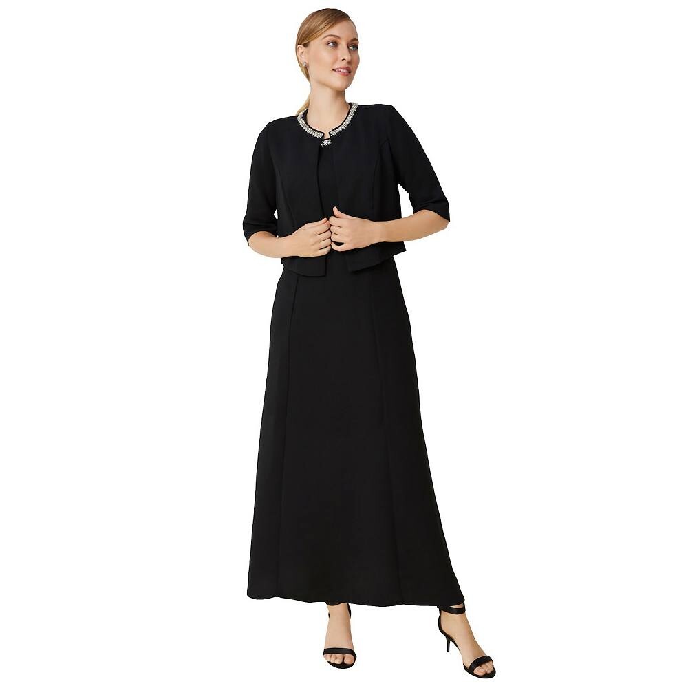 Jessica London Женское платье-жакет из 2 предметов больших размеров с бисером, цвет Black Beaded Neck
Jessica London Женское платье-жакет из 2 предметов больших размеров с бисером, цвет Black Beaded Neck