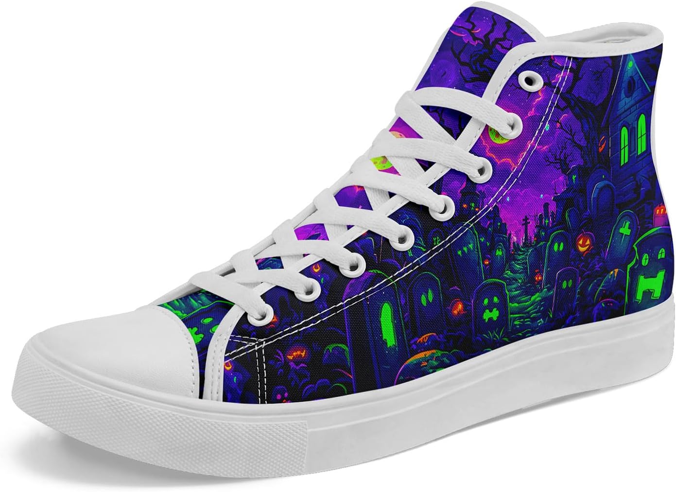 Кеды на высокой подошве из холста для мужчин и женщин на Хэллоуин, с рисунками тыквы, призрака и черепа, дышащие, на плоской подошве, для повседневной ходьбы Awsole, белый/черный/зеленый/фиолетовый
Кеды на высокой подошве из холста для мужчин и женщин на Хэллоуин, с рисунками тыквы, призрака и черепа, дышащие, на плоской подошве, для повседневной ходьбы Awsole, белый/черный/зеленый/фиолетовый