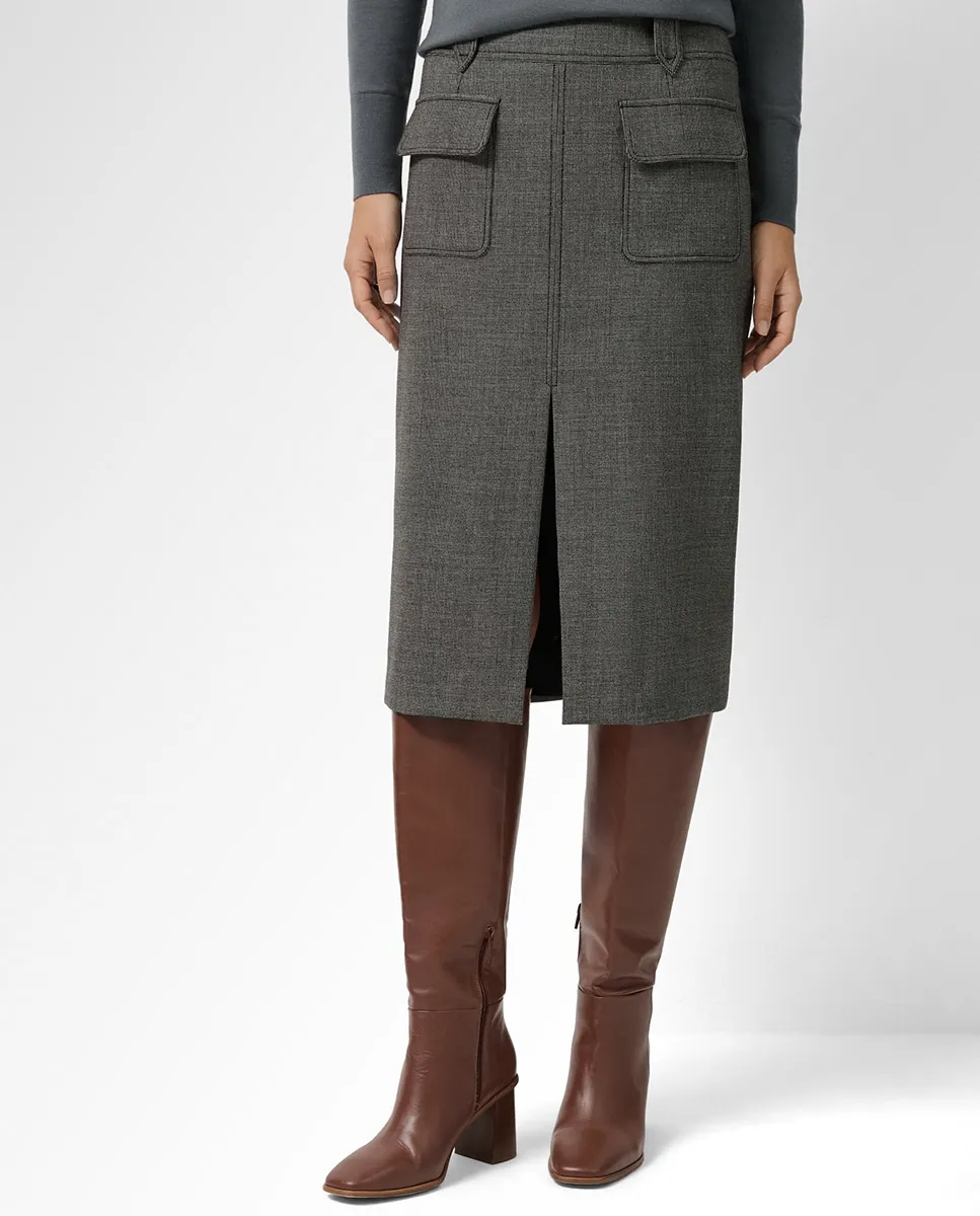 Юбка с передней складкой и мелким узором Roberto Verino, черный
Юбка с передней складкой и мелким узором Roberto Verino, черный