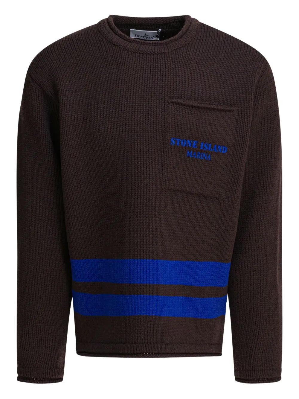 Полосатый свитер с карманами Stone Island, коричневый 
Полосатый свитер с карманами Stone Island, коричневый