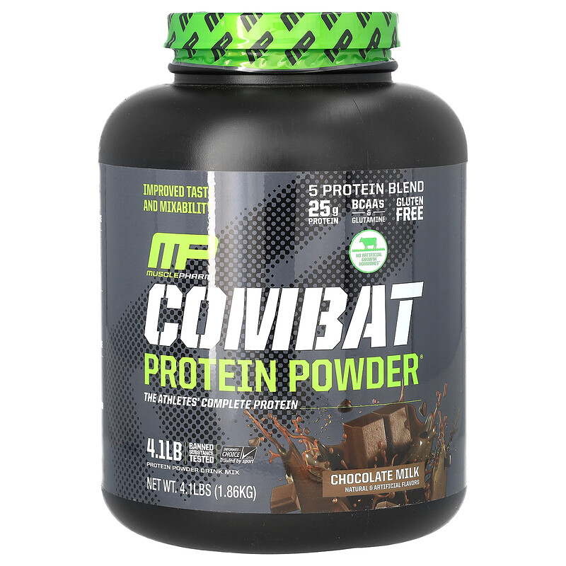 MusclePharm, Combat Protein, протеиновый порошок, со вкусом шоколадного молока, 1,86 кг (4,1 фунта)
MusclePharm, Combat Protein, протеиновый порошок, со вкусом шоколадного молока, 1,86 кг (4,1 фунта)