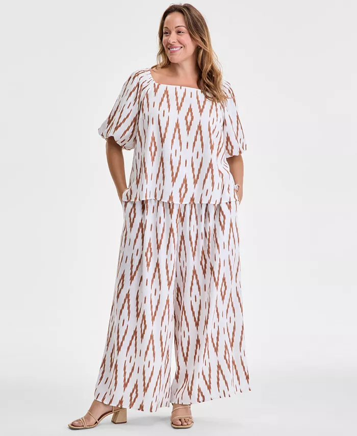 Блузка с короткими рукавами и квадратным вырезом больших размеров и брюки с широкими штанинами и сборками Vince Camuto, коричневый/бежевый
Блузка с короткими рукавами и квадратным вырезом больших размеров и брюки с широкими штанинами и сборками Vince Camuto, коричневый/бежевый