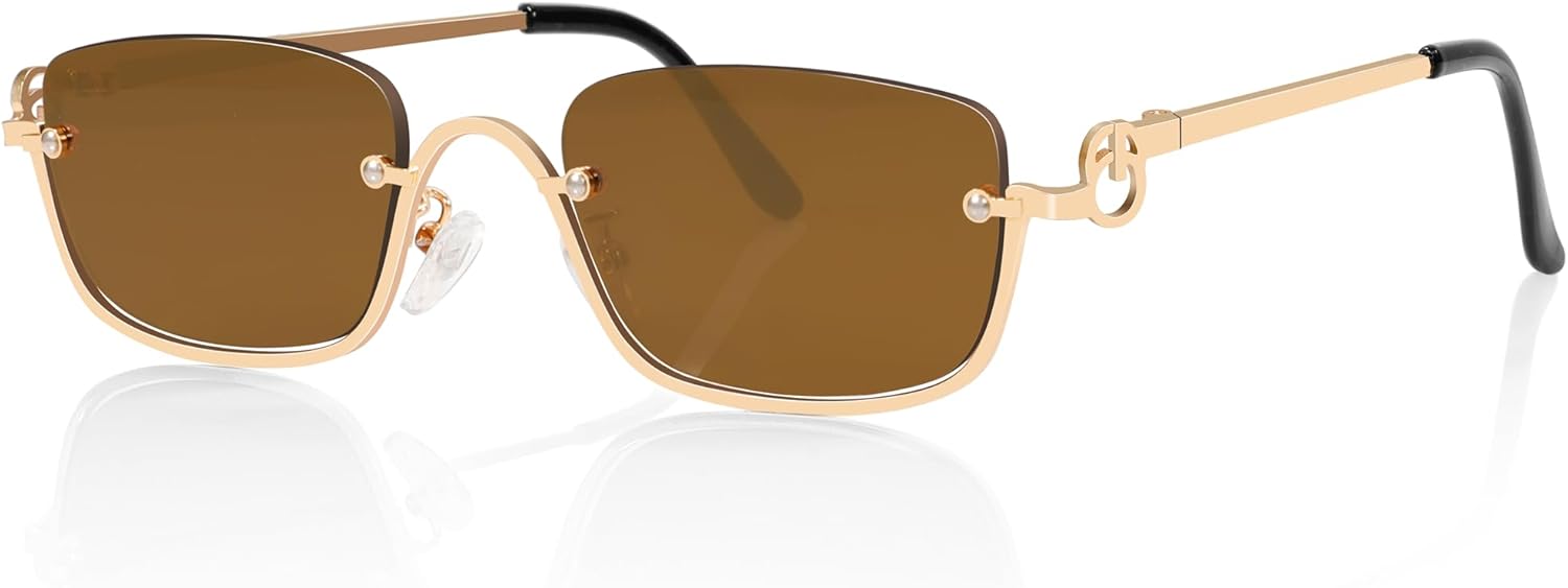 Ретро-солнцезащитные очки Y2k для женщин и мужчин, модные полуободковые солнцезащитные очки неправильной формы, узкие, золотистого цвета, с защитой от УФ-излучения UV400 TYA, Gold Frame - Brown Lens
Ретро-солнцезащитные очки Y2k для женщин и мужчин, модные полуободковые солнцезащитные очки неправильной формы, узкие, золотистого цвета, с защитой от УФ-излучения UV400 TYA, Gold Frame - Brown Lens