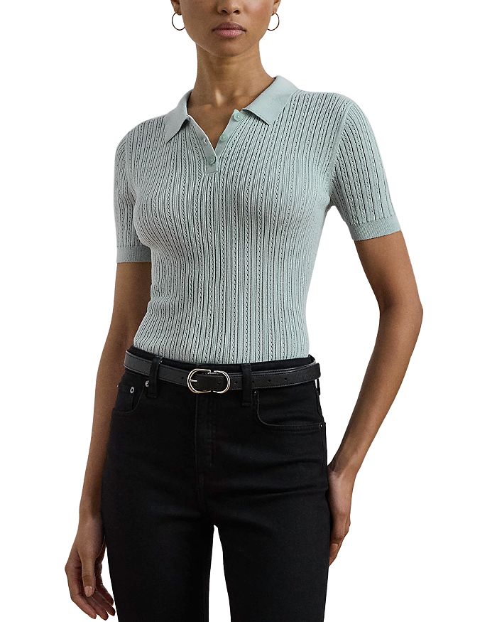 Пуловер-поло из хлопковой ажурной вязки Ralph Lauren, синий
Пуловер-поло из хлопковой ажурной вязки Ralph Lauren, синий