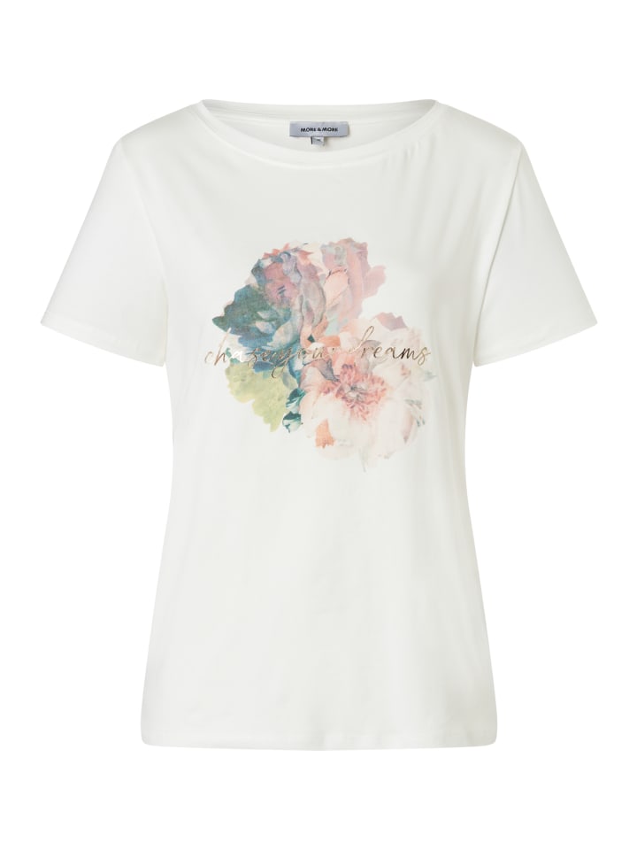 Рубашка с короткими рукавами из хлопковой смеси с принтом, кремового цвета More & More
Рубашка с короткими рукавами из хлопковой смеси с принтом, кремового цвета More & More