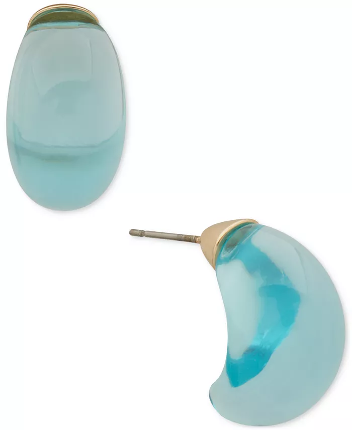 Маленькие объемные серьги-кольца из прозрачной или цветной смолы DKNY, синий 
Маленькие объемные серьги-кольца из прозрачной или цветной смолы DKNY, синий