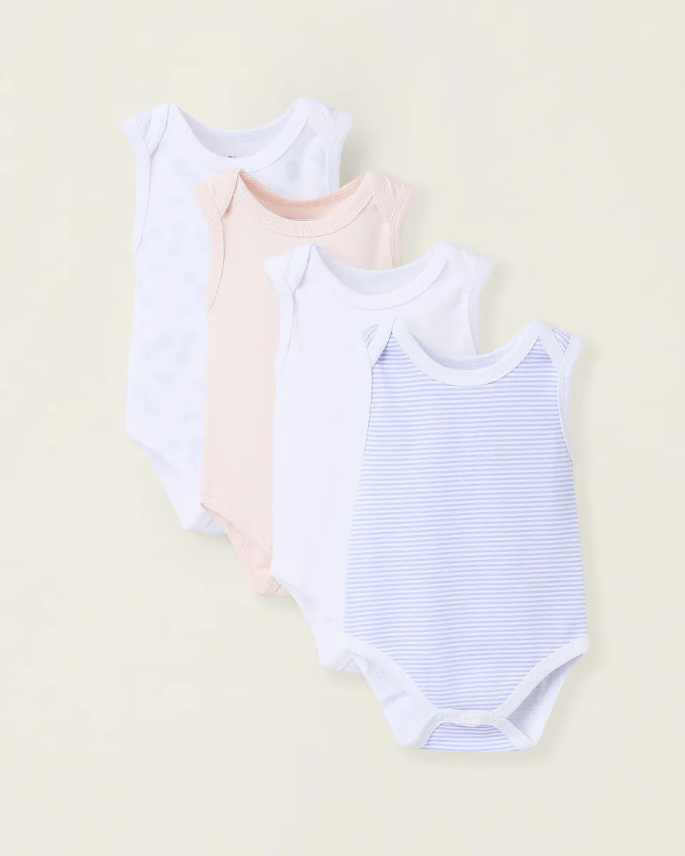 Упаковка из 4 боди для девочек без рукавов с перекрещенными плечами Zippy, мультиколор
Упаковка из 4 боди для девочек без рукавов с перекрещенными плечами Zippy, мультиколор