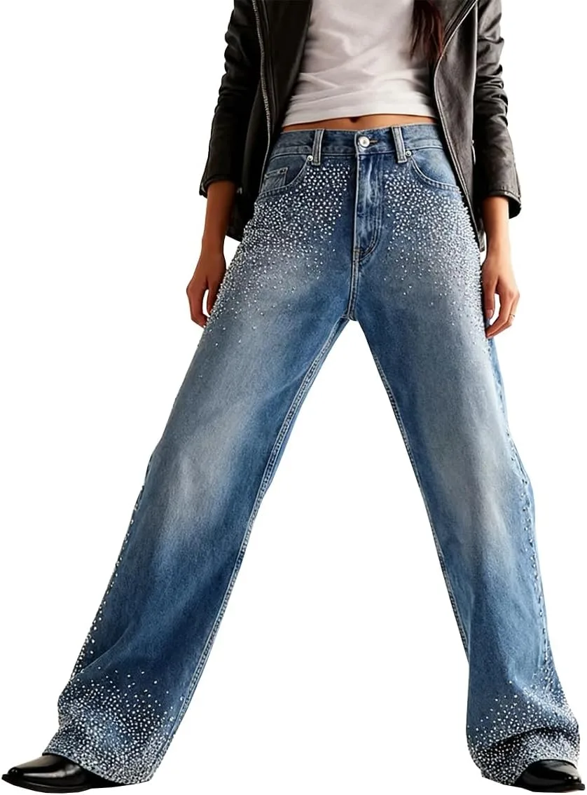 Женские джинсы Mid Rise Stretchy Straight с отделкой стразами TACSTRUN
Женские джинсы Mid Rise Stretchy Straight с отделкой стразами TACSTRUN