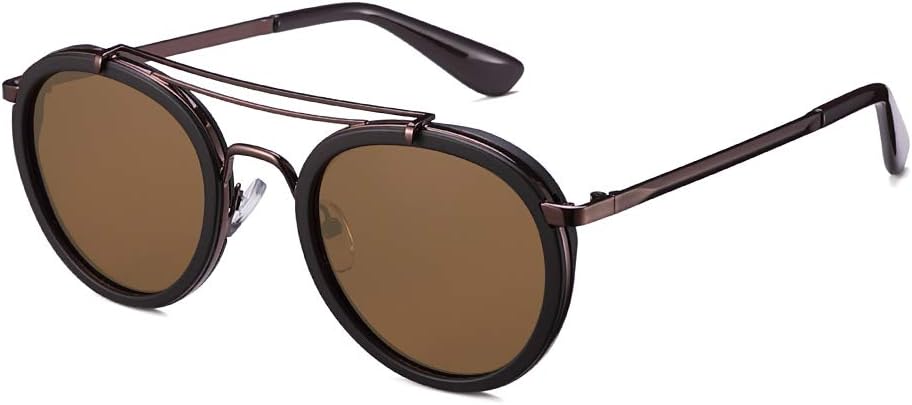 Винтажные солнцезащитные очки в стиле стимпанк с двойной перемычкой, круглые, поляризованные, в дизайнерской металлической оправе, для женщин и мужчин 2020 VentiVenti, Round Matte Brown Frame/Brown Lens
Винтажные солнцезащитные очки в стиле стимпанк с двойной перемычкой, круглые, поляризованные, в дизайнерской металлической оправе, для женщин и мужчин 2020 VentiVenti, Round Matte Brown Frame/Brown Lens