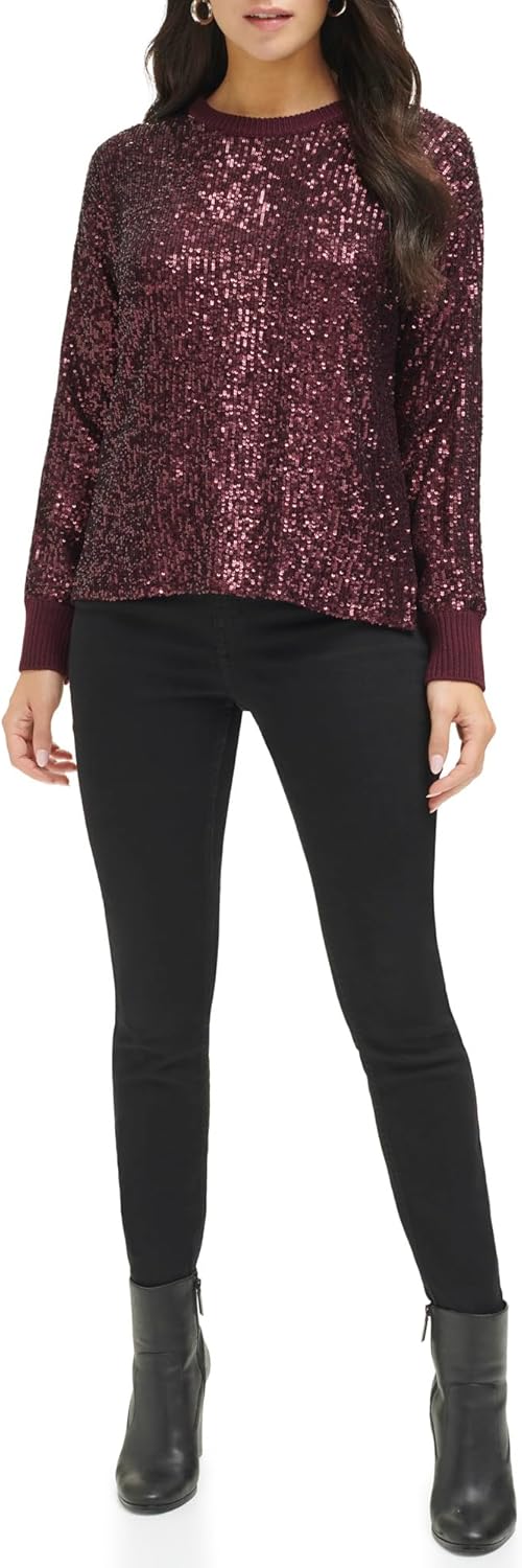 Женский свитер Calvin Klein с круглым вырезом и длинными рукавами, расшитый пайетками спереди, Port
Женский свитер Calvin Klein с круглым вырезом и длинными рукавами, расшитый пайетками спереди, Port