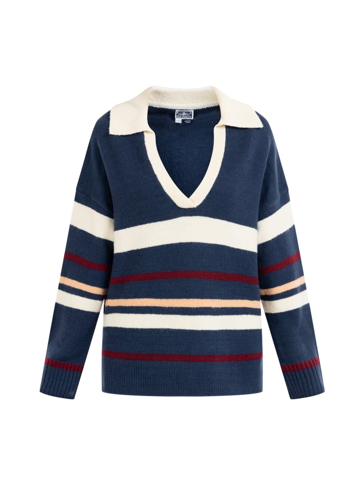 Женский вязаный свитер темно-синего цвета с разноцветными вставками DreiMaster Maritim
Женский вязаный свитер темно-синего цвета с разноцветными вставками DreiMaster Maritim